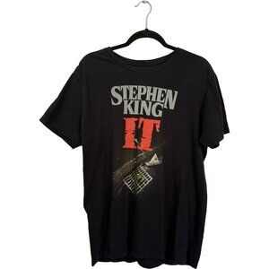 Out of Print Stephen King IT T-Shirt Black Pennywise Book Cover Large Horror